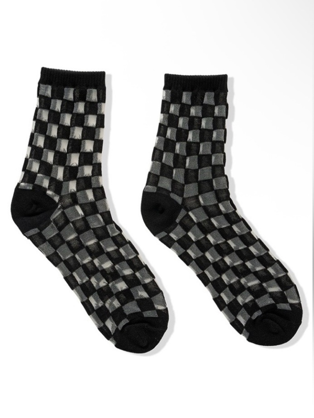 Zenana Outfitters Black & White Checkered Mesh Crew Socks